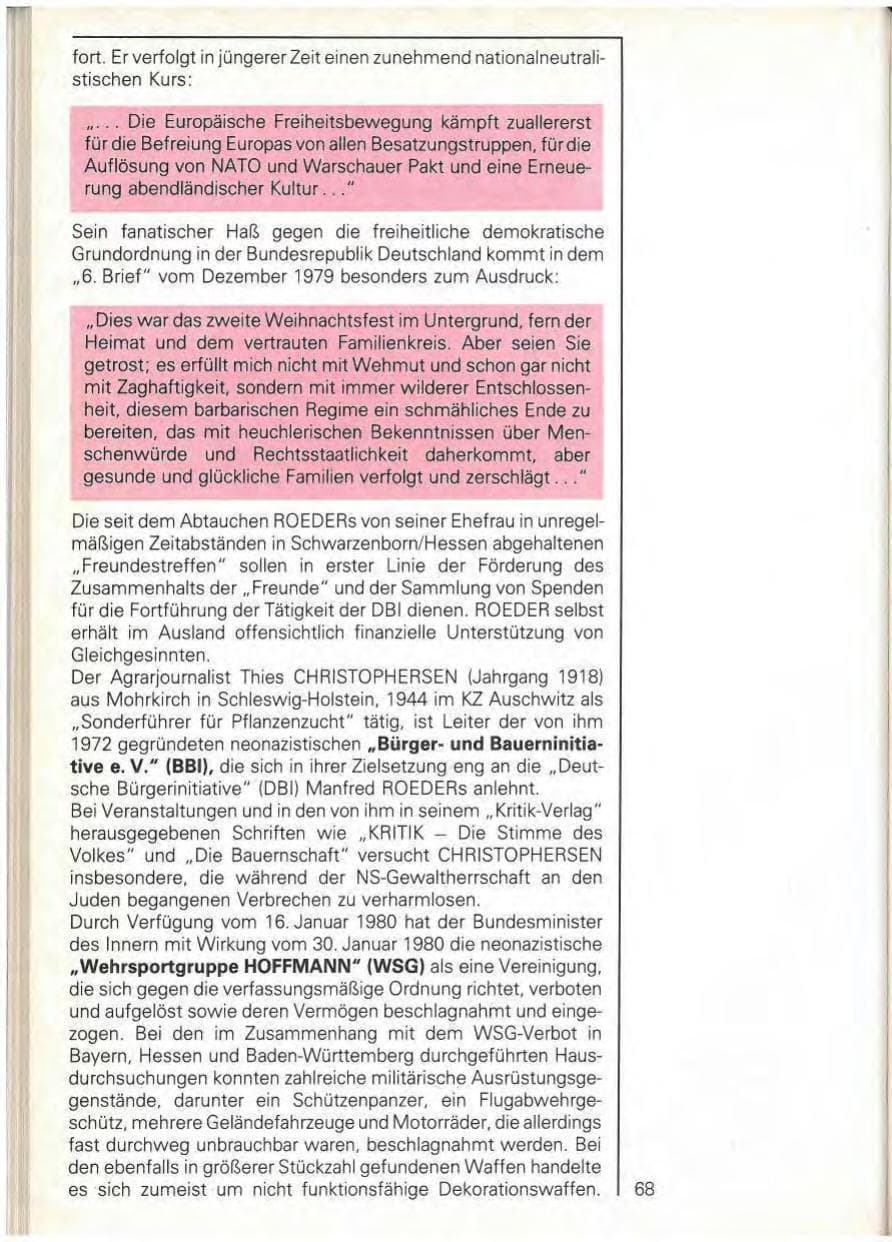 Seite 70 des Verfassungsschutzbericht 1979 Baden-Württemberg