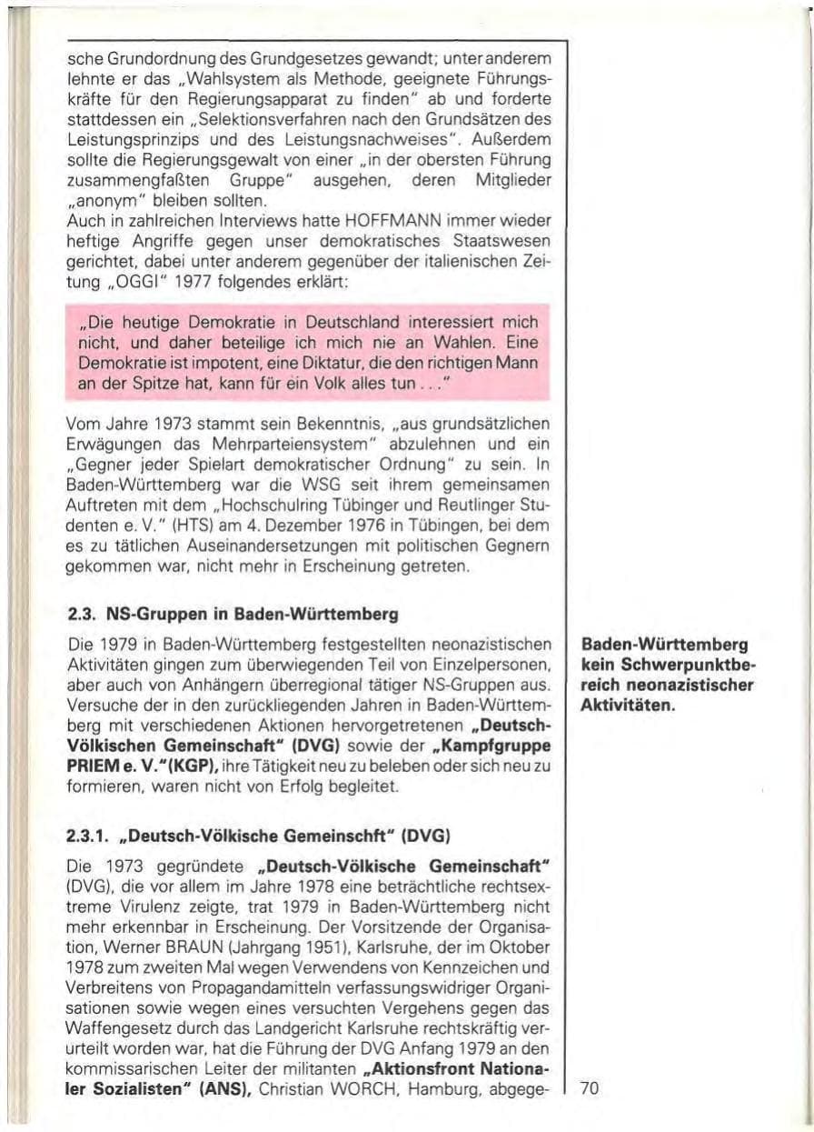 Seite 72 des Verfassungsschutzbericht 1979 Baden-Württemberg