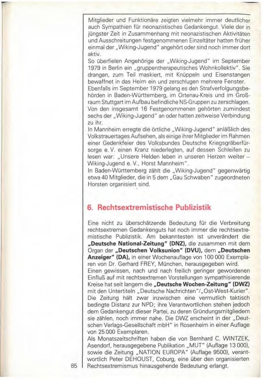Seite 87 des Verfassungsschutzbericht 1979 Baden-Württemberg
