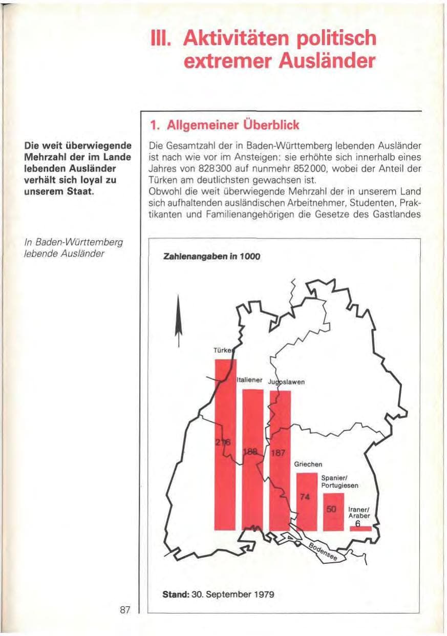 Seite 89 des Verfassungsschutzbericht 1979 Baden-Württemberg