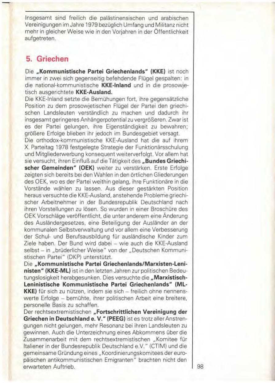 Seite 100 des Verfassungsschutzbericht 1979 Baden-Württemberg