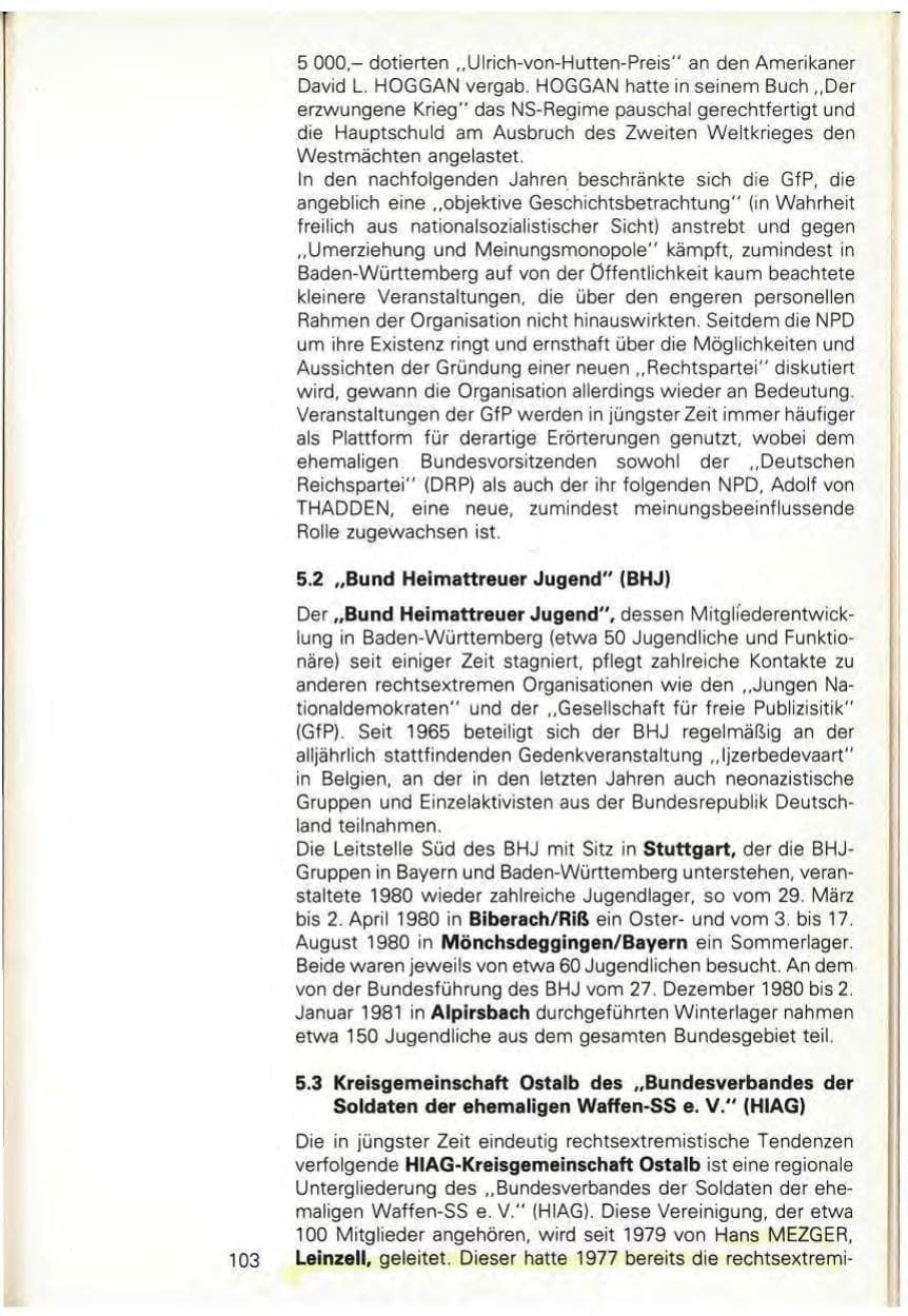 Seite 105 des Verfassungsschutzbericht 1980 Baden-Württemberg