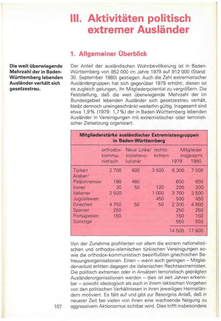 Seite 109 des Verfassungsschutzbericht 1980 Baden-Württemberg