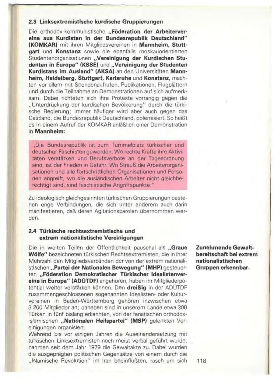 Seite 120 des Verfassungsschutzbericht 1980 Baden-Württemberg