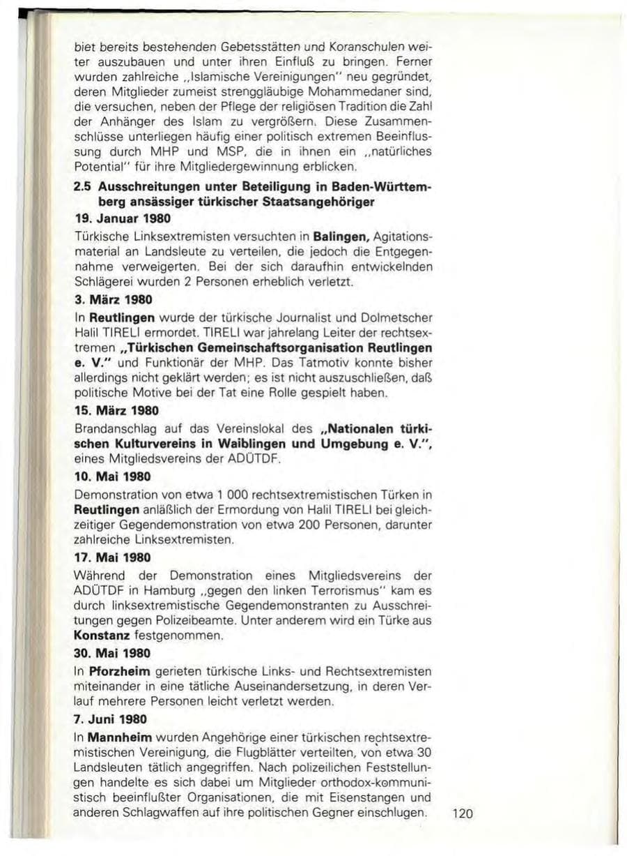 Seite 122 des Verfassungsschutzbericht 1980 Baden-Württemberg