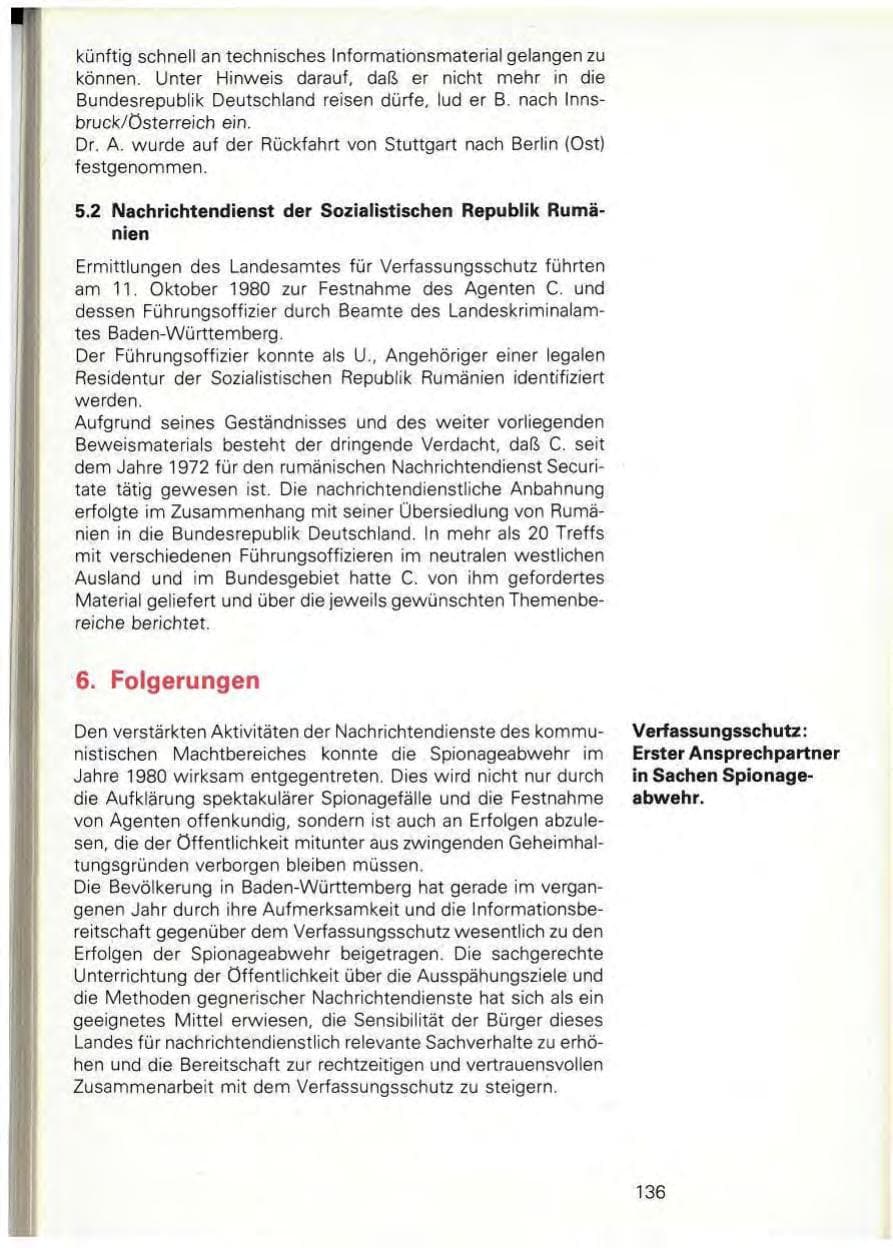 Seite 138 des Verfassungsschutzbericht 1980 Baden-Württemberg