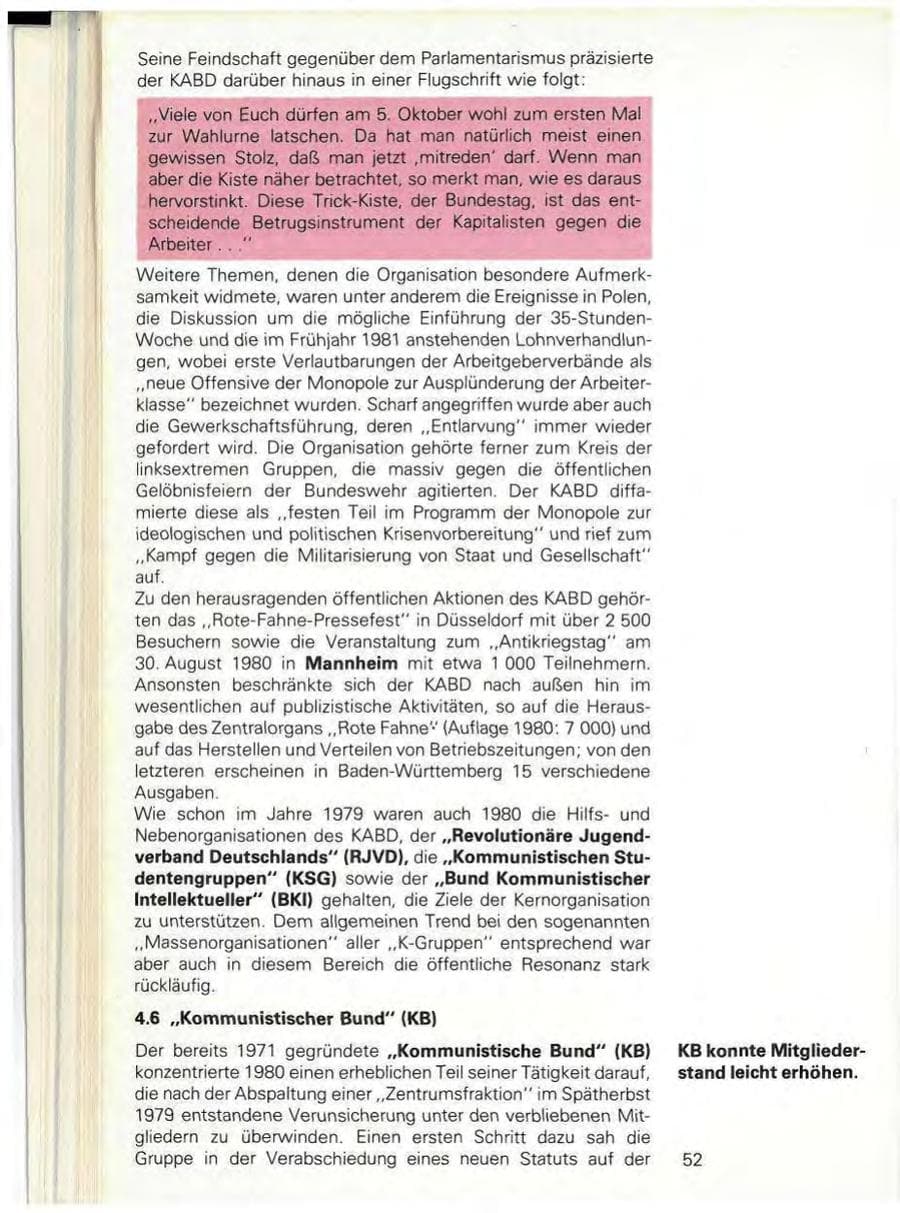 Seite 54 des Verfassungsschutzbericht 1980 Baden-Württemberg