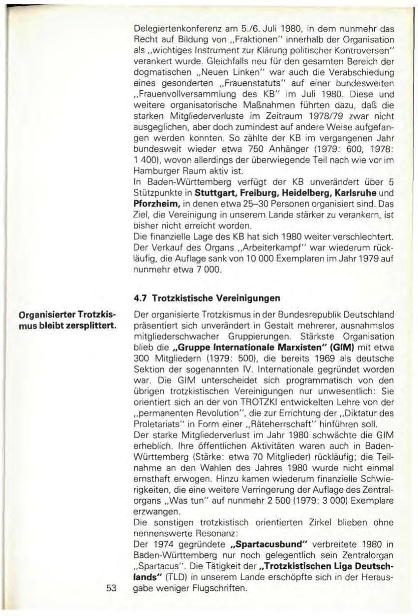 Seite 55 des Verfassungsschutzbericht 1980 Baden-Württemberg
