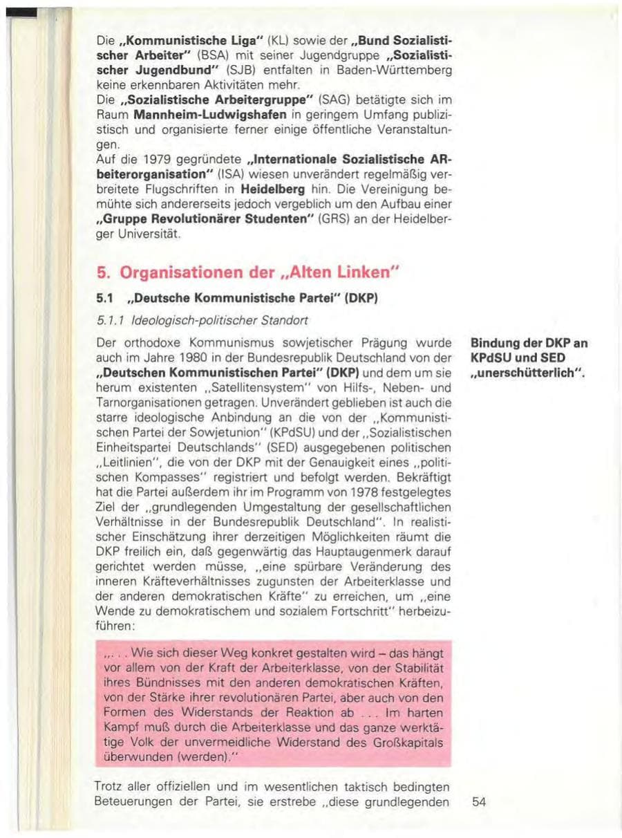 Seite 56 des Verfassungsschutzbericht 1980 Baden-Württemberg