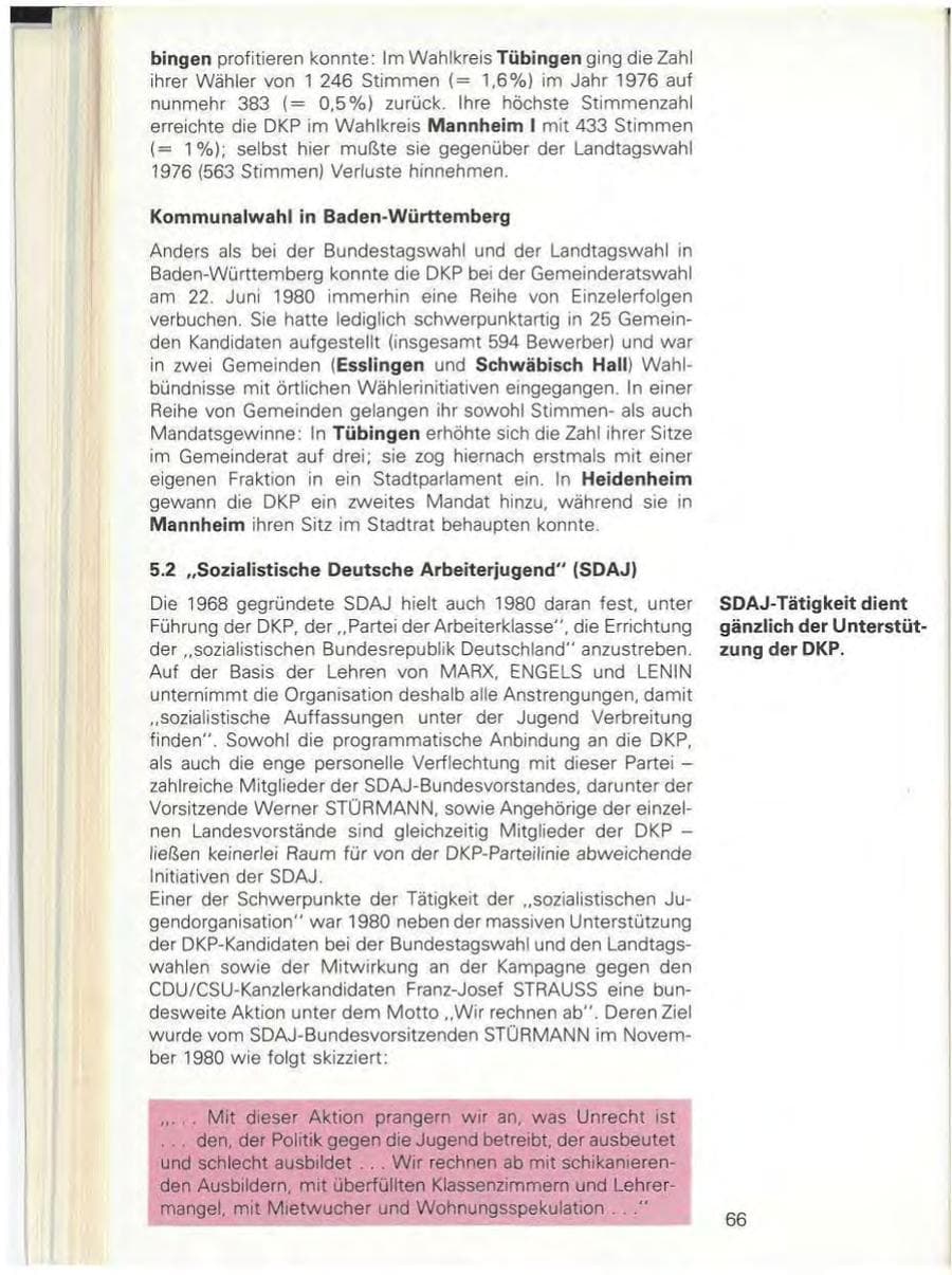 Seite 68 des Verfassungsschutzbericht 1980 Baden-Württemberg
