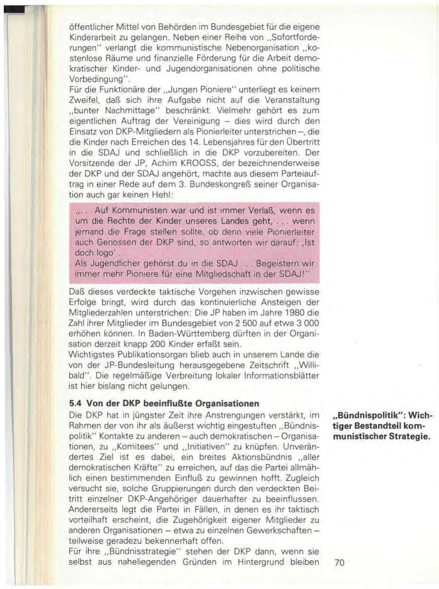 Seite 72 des Verfassungsschutzbericht 1980 Baden-Württemberg