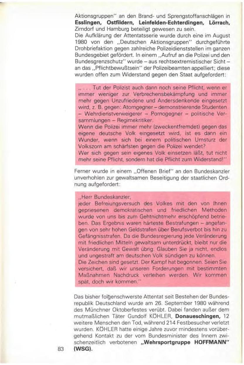 Seite 85 des Verfassungsschutzbericht 1980 Baden-Württemberg