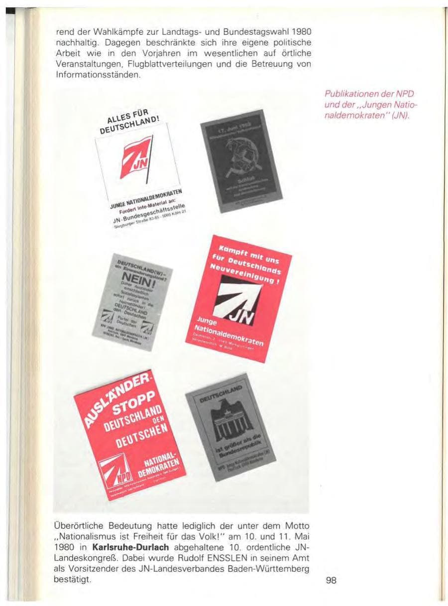Seite 100 des Verfassungsschutzbericht 1980 Baden-Württemberg