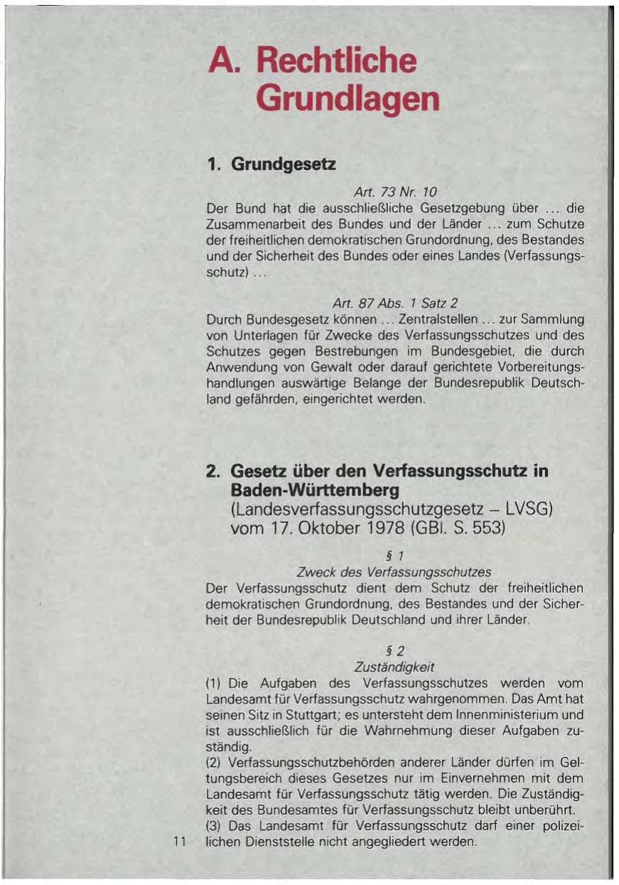 Seite 11 des Verfassungsschutzbericht 1981 Baden-Württemberg