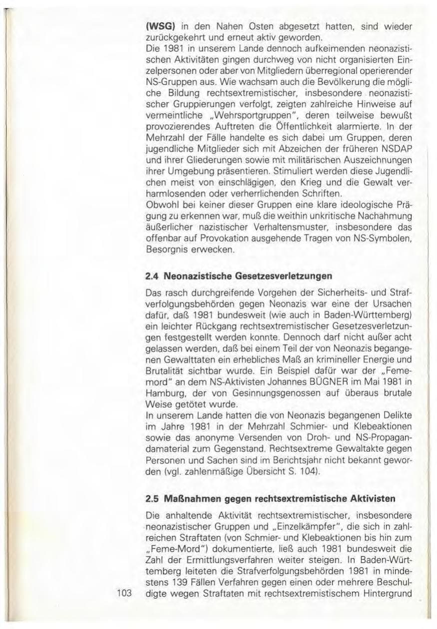 Seite 109 des Verfassungsschutzbericht 1981 Baden-Württemberg