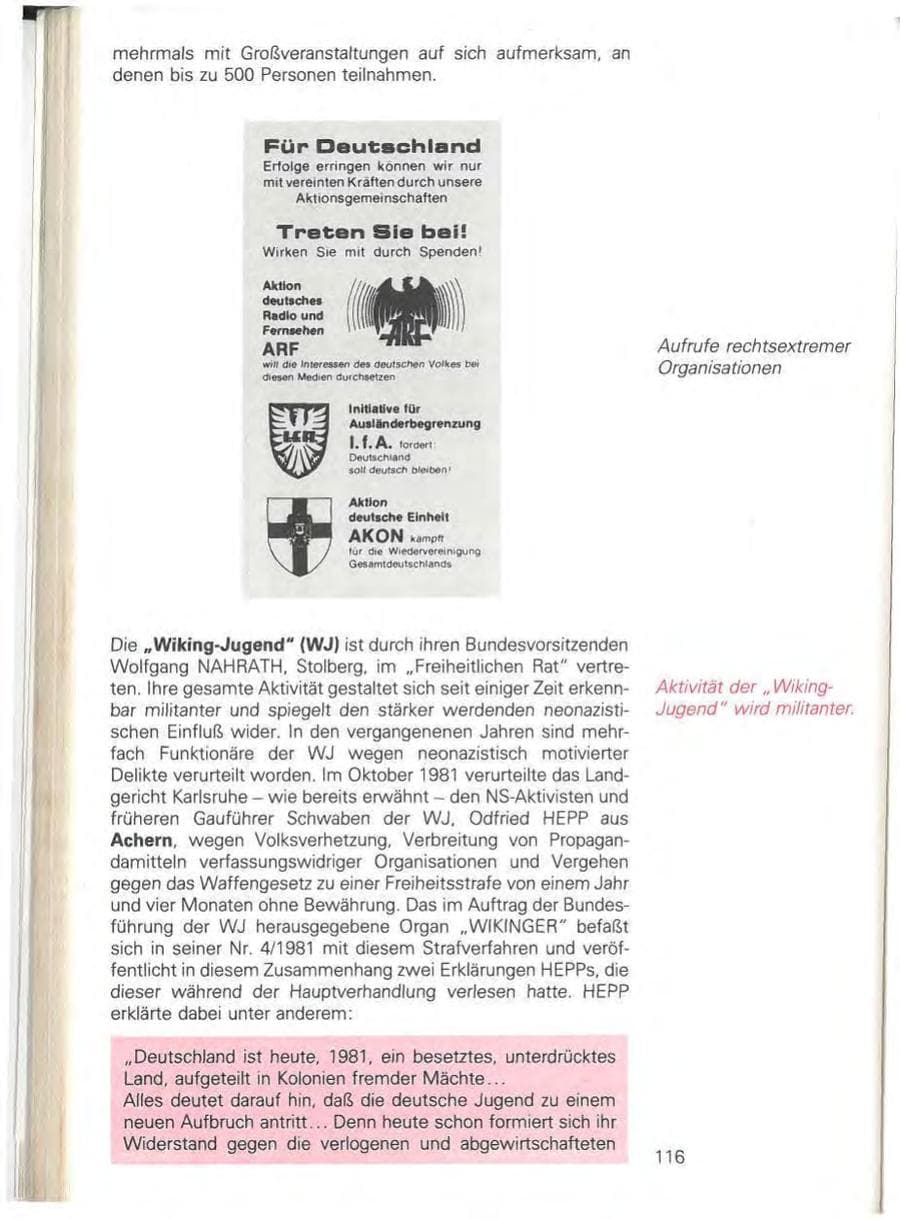 Seite 122 des Verfassungsschutzbericht 1981 Baden-Württemberg