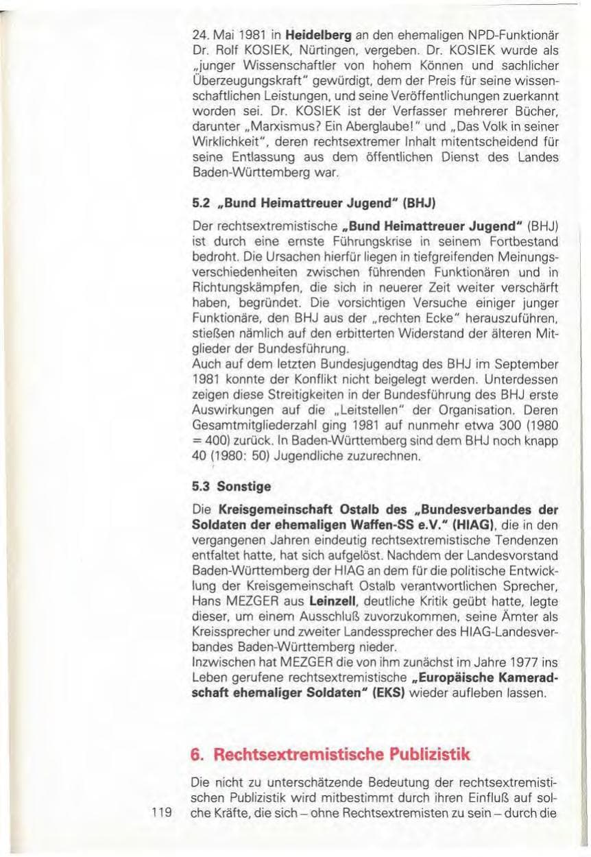 Seite 125 des Verfassungsschutzbericht 1981 Baden-Württemberg