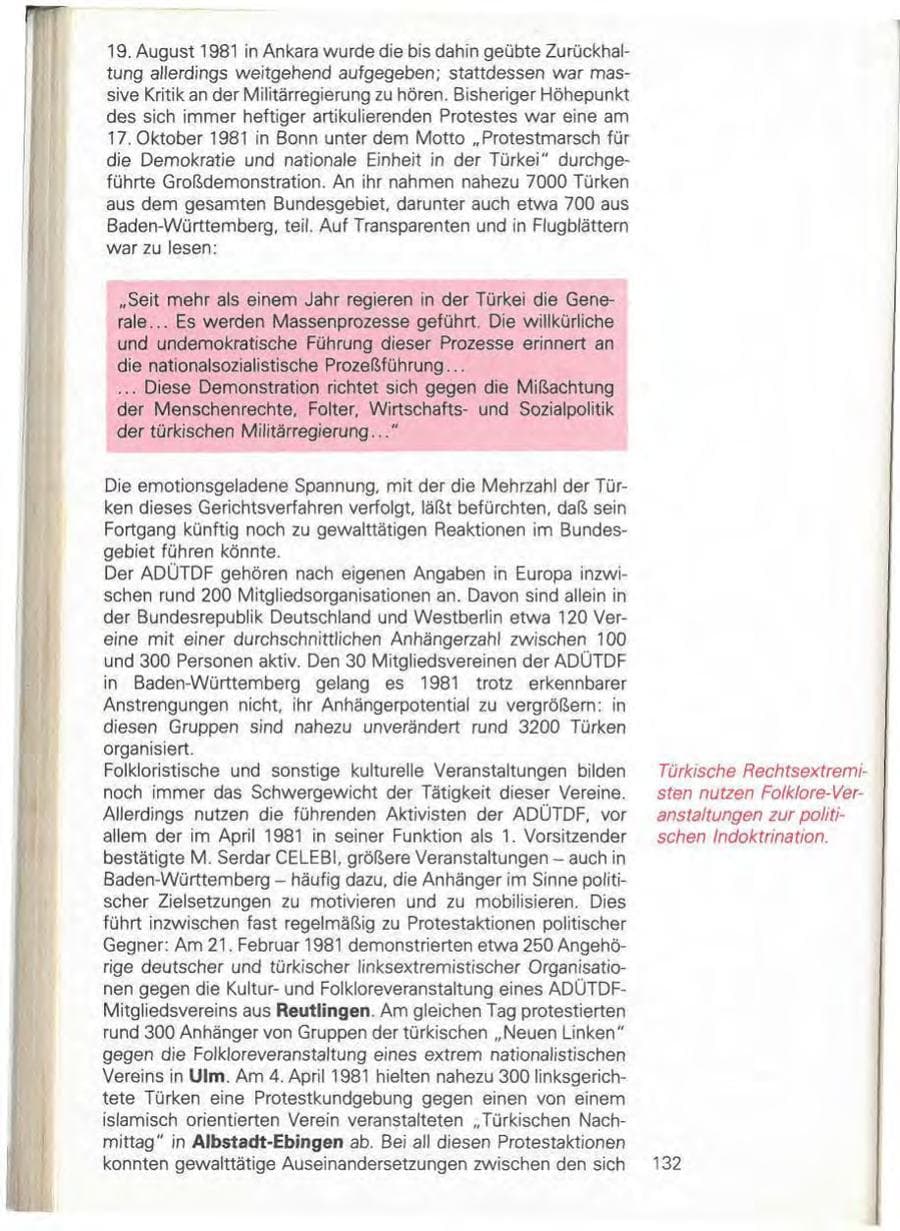 Seite 138 des Verfassungsschutzbericht 1981 Baden-Württemberg