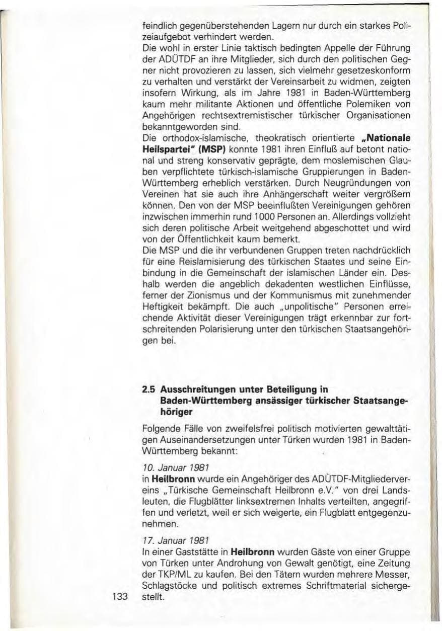 Seite 139 des Verfassungsschutzbericht 1981 Baden-Württemberg