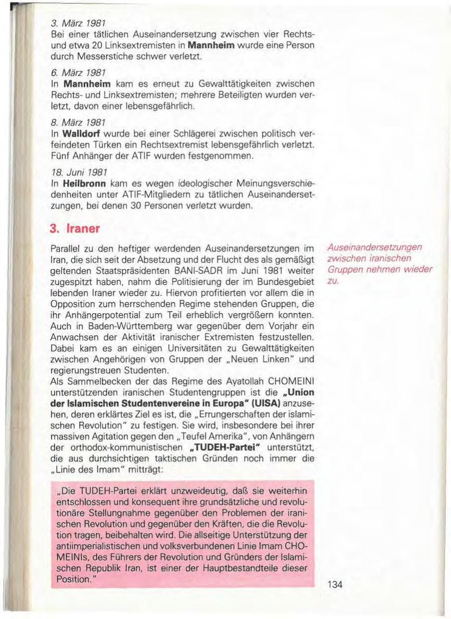 Seite 140 des Verfassungsschutzbericht 1981 Baden-Württemberg