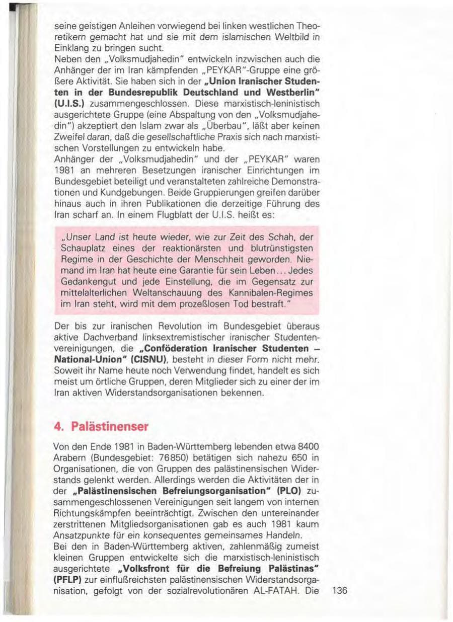 Seite 142 des Verfassungsschutzbericht 1981 Baden-Württemberg