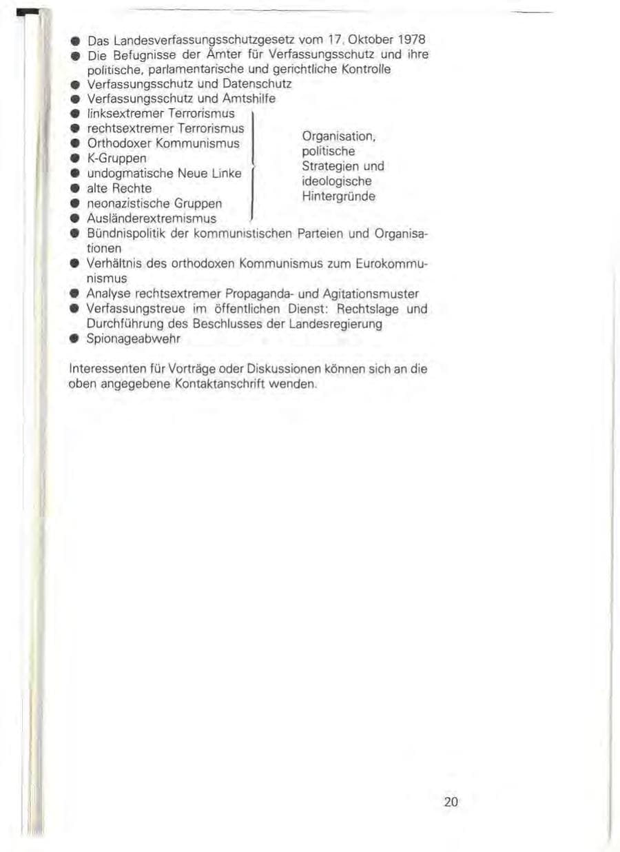 Seite 20 des Verfassungsschutzbericht 1981 Baden-Württemberg