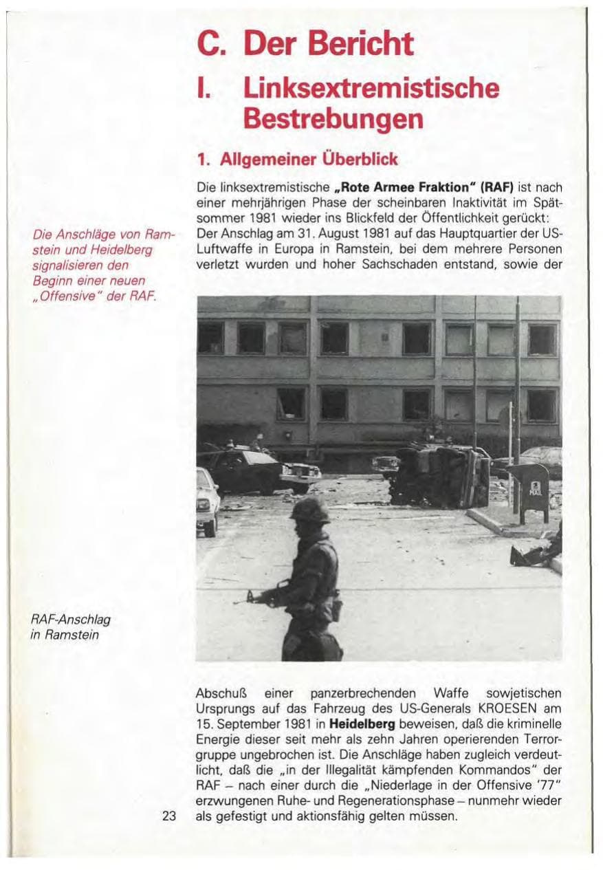 Seite 23 des Verfassungsschutzbericht 1981 Baden-Württemberg