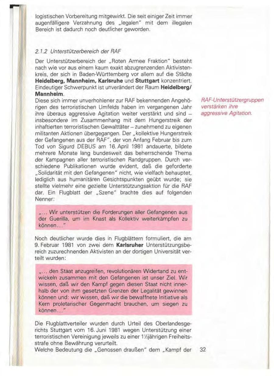 Seite 38 des Verfassungsschutzbericht 1981 Baden-Württemberg