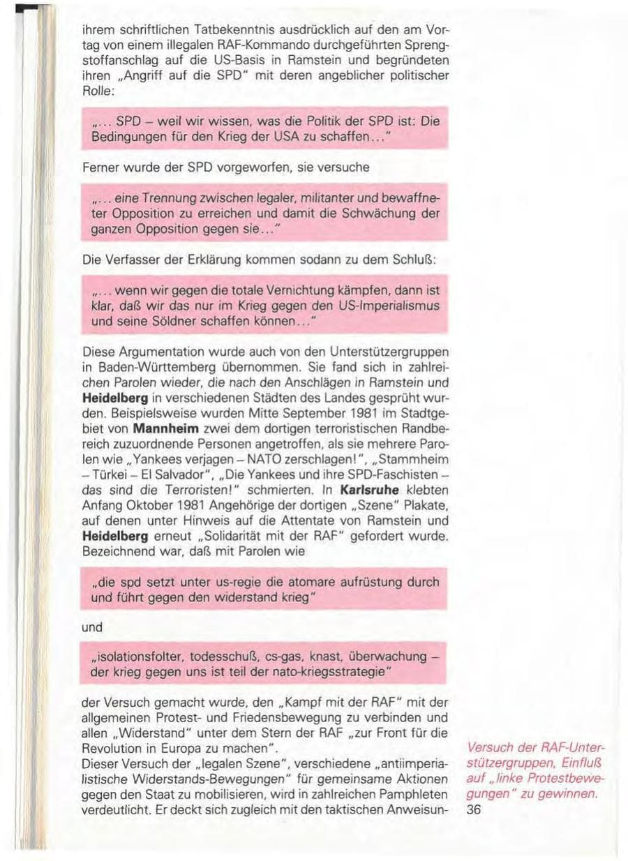 Seite 42 des Verfassungsschutzbericht 1981 Baden-Württemberg