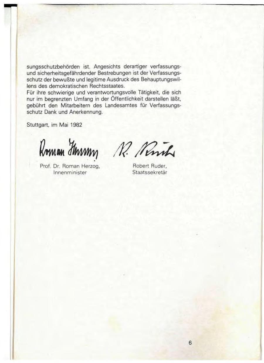 Seite 6 des Verfassungsschutzbericht 1981 Baden-Württemberg