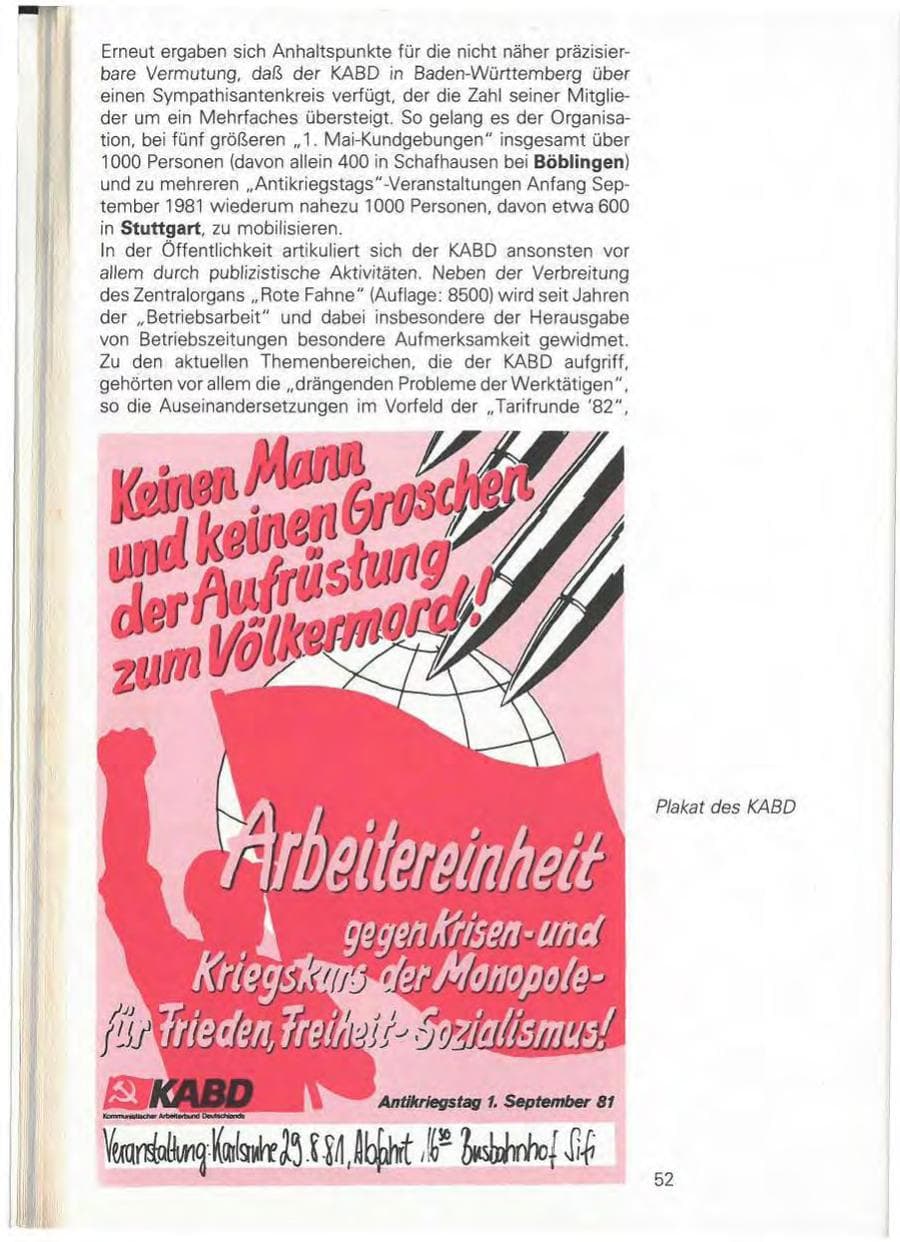 Seite 58 des Verfassungsschutzbericht 1981 Baden-Württemberg