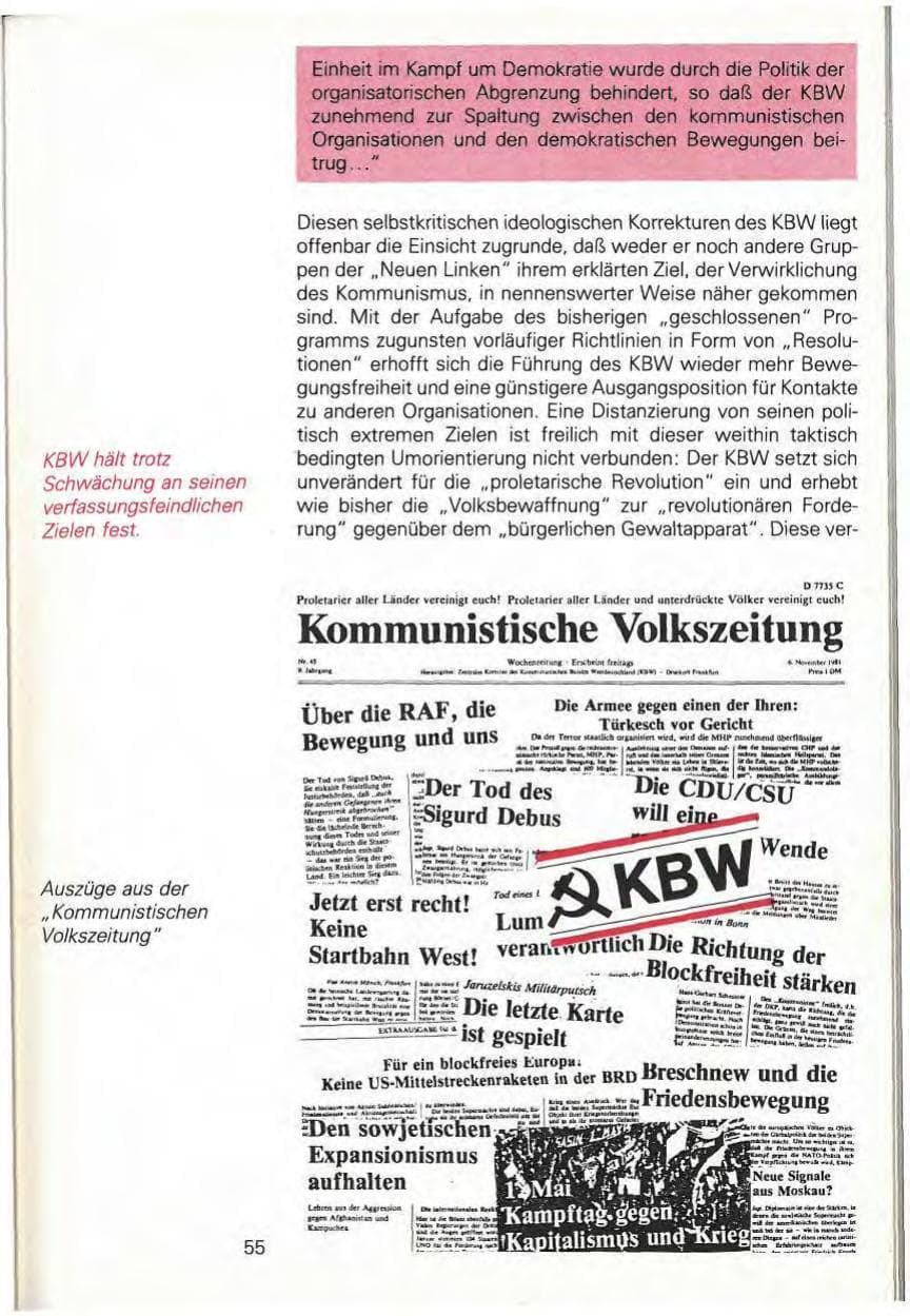 Seite 61 des Verfassungsschutzbericht 1981 Baden-Württemberg
