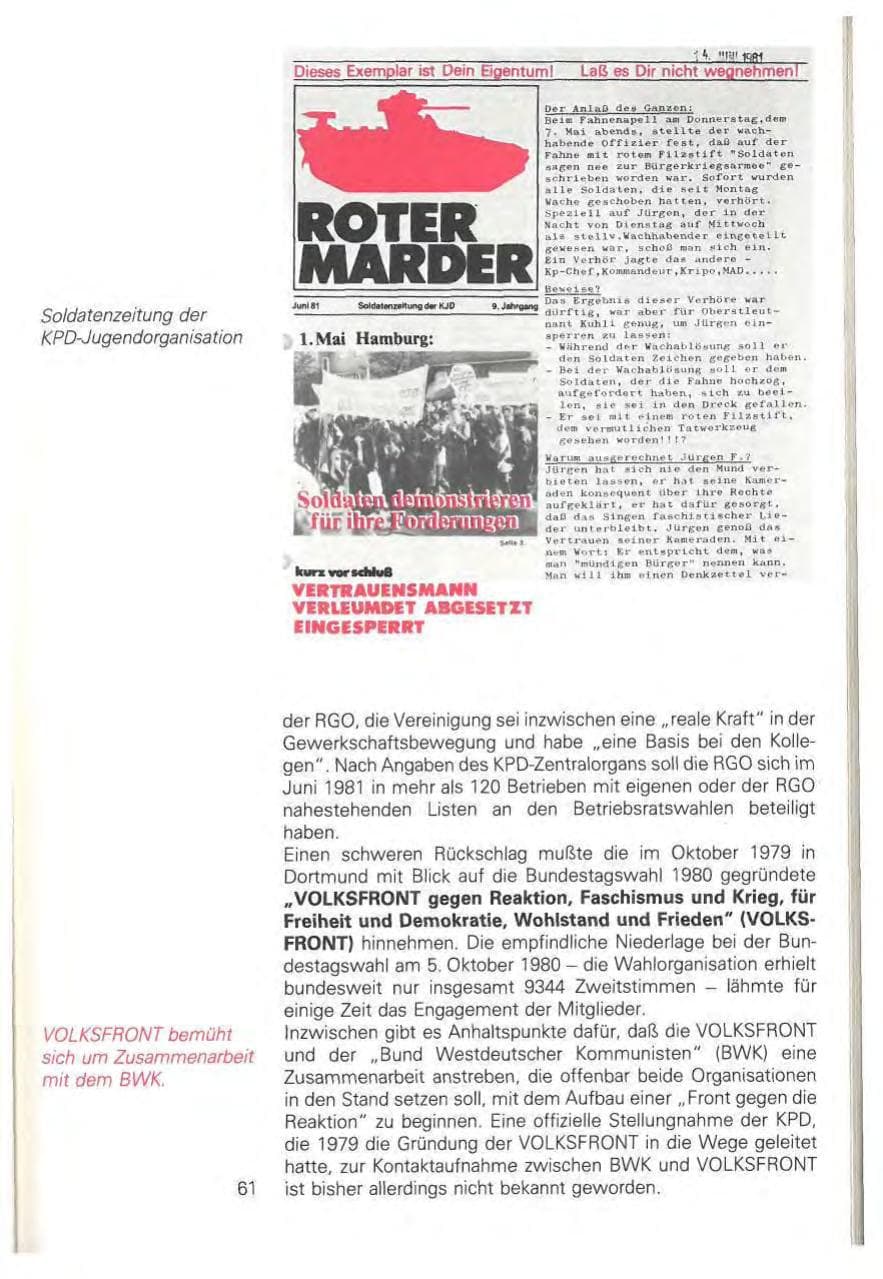 Seite 67 des Verfassungsschutzbericht 1981 Baden-Württemberg