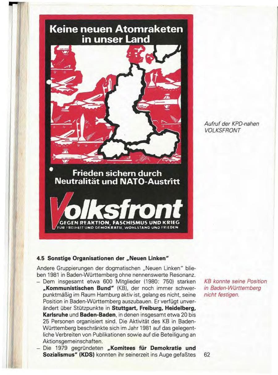 Seite 68 des Verfassungsschutzbericht 1981 Baden-Württemberg