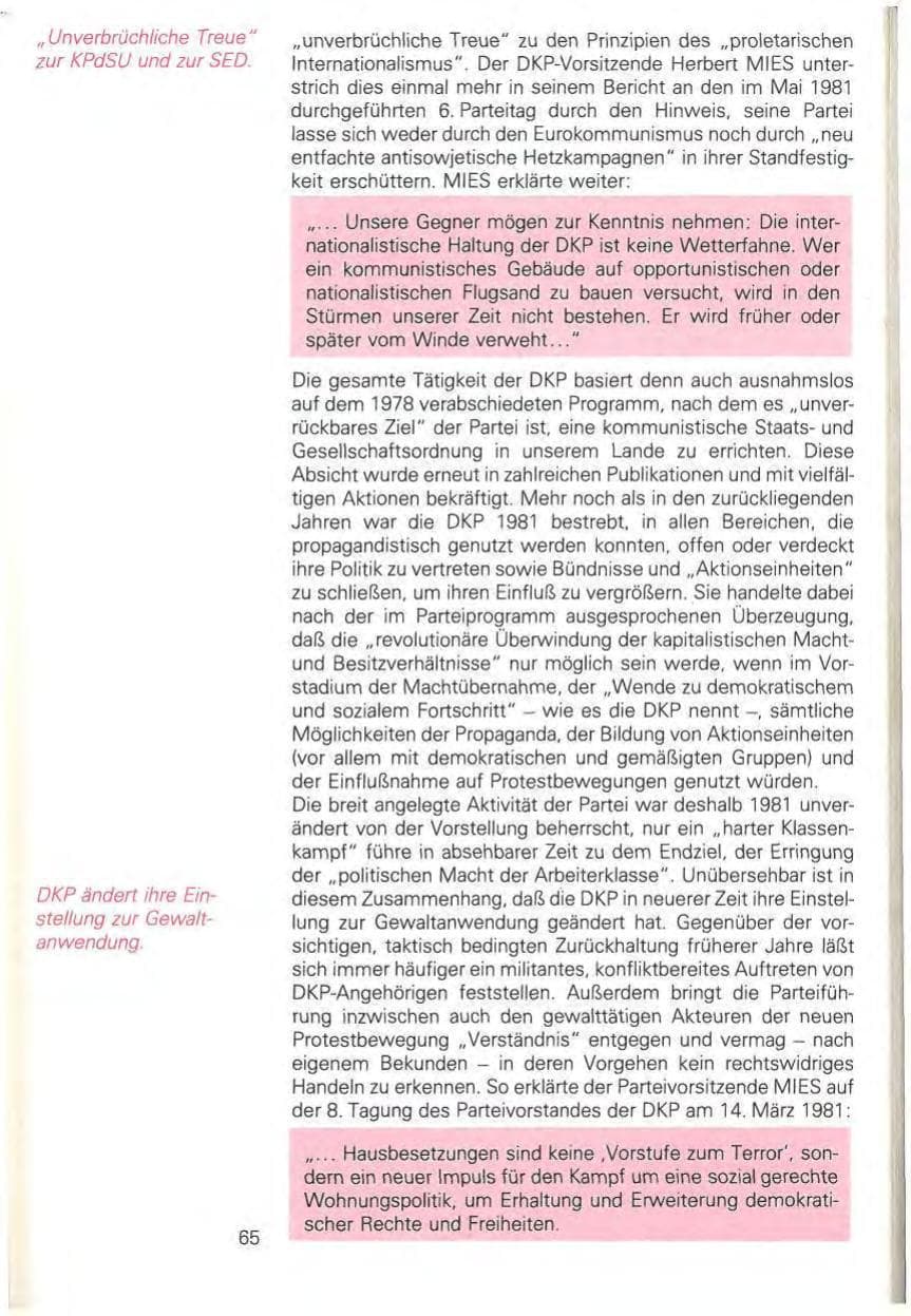 Seite 71 des Verfassungsschutzbericht 1981 Baden-Württemberg