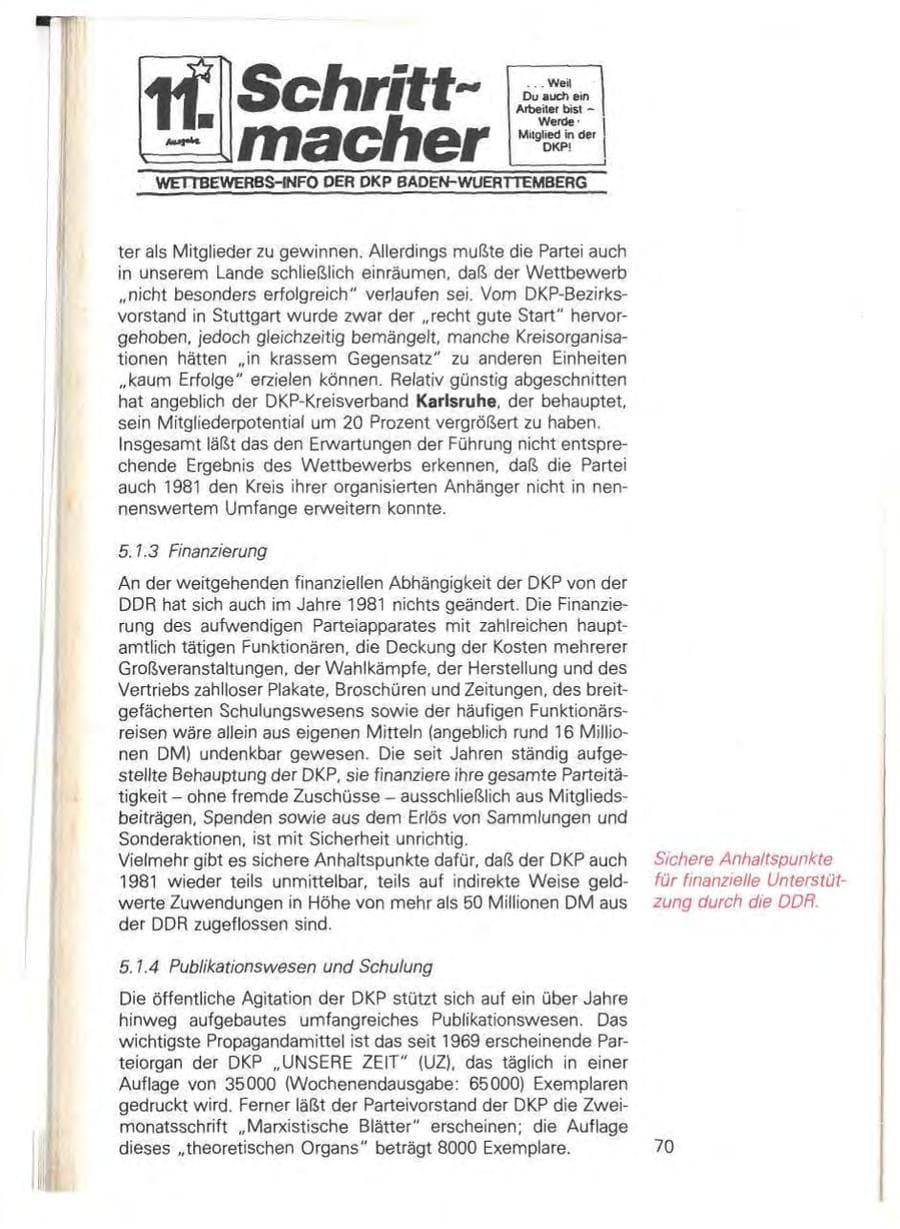 Seite 76 des Verfassungsschutzbericht 1981 Baden-Württemberg