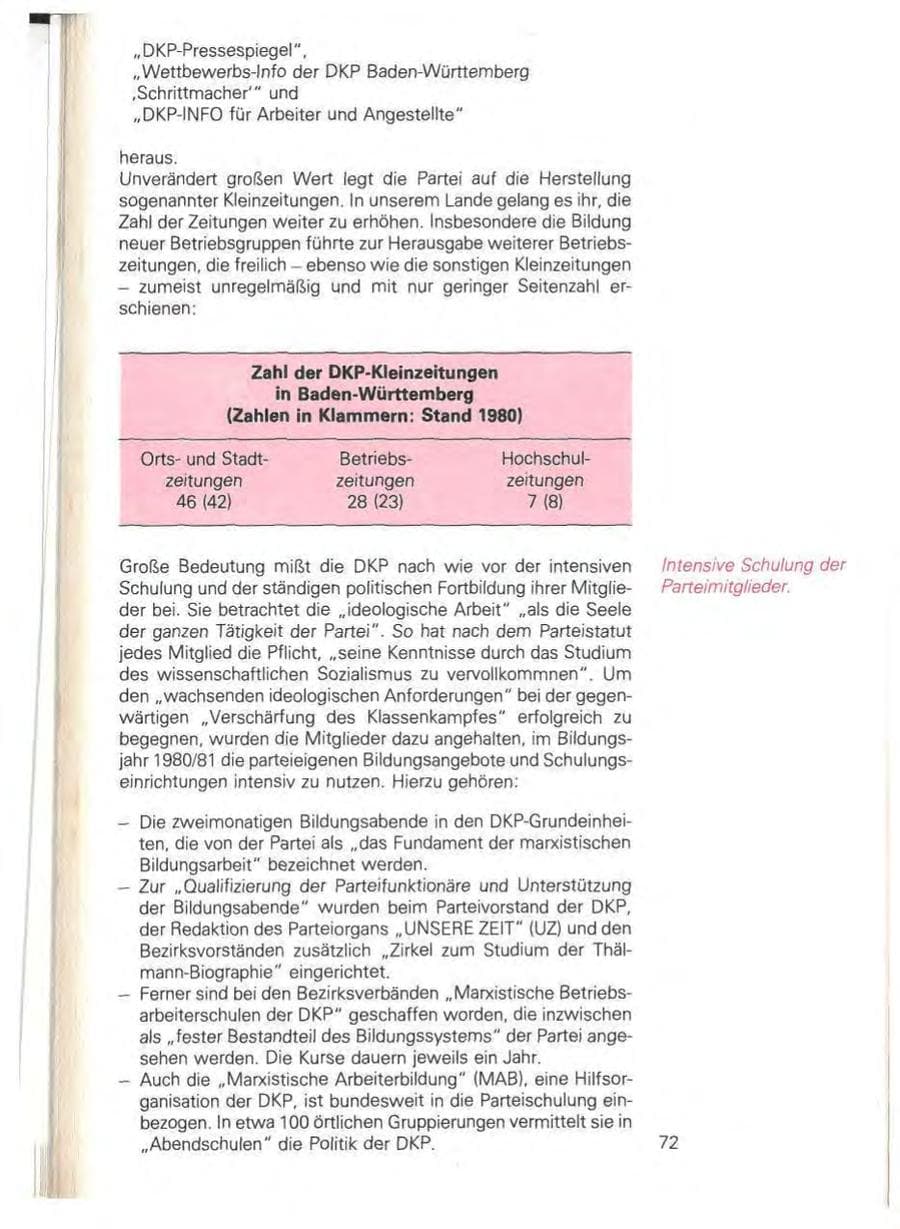 Seite 78 des Verfassungsschutzbericht 1981 Baden-Württemberg