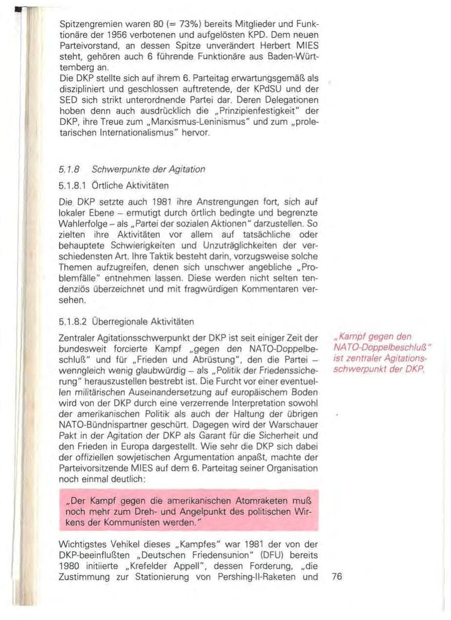 Seite 82 des Verfassungsschutzbericht 1981 Baden-Württemberg