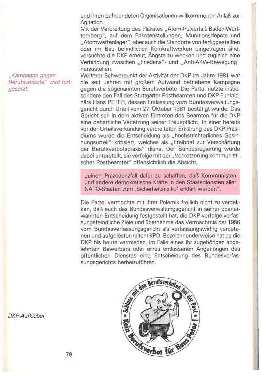 Seite 85 des Verfassungsschutzbericht 1981 Baden-Württemberg