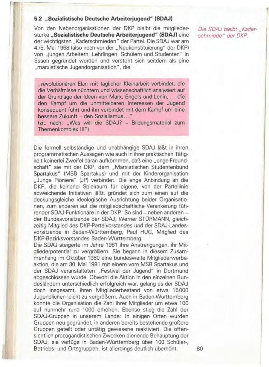 Seite 86 des Verfassungsschutzbericht 1981 Baden-Württemberg