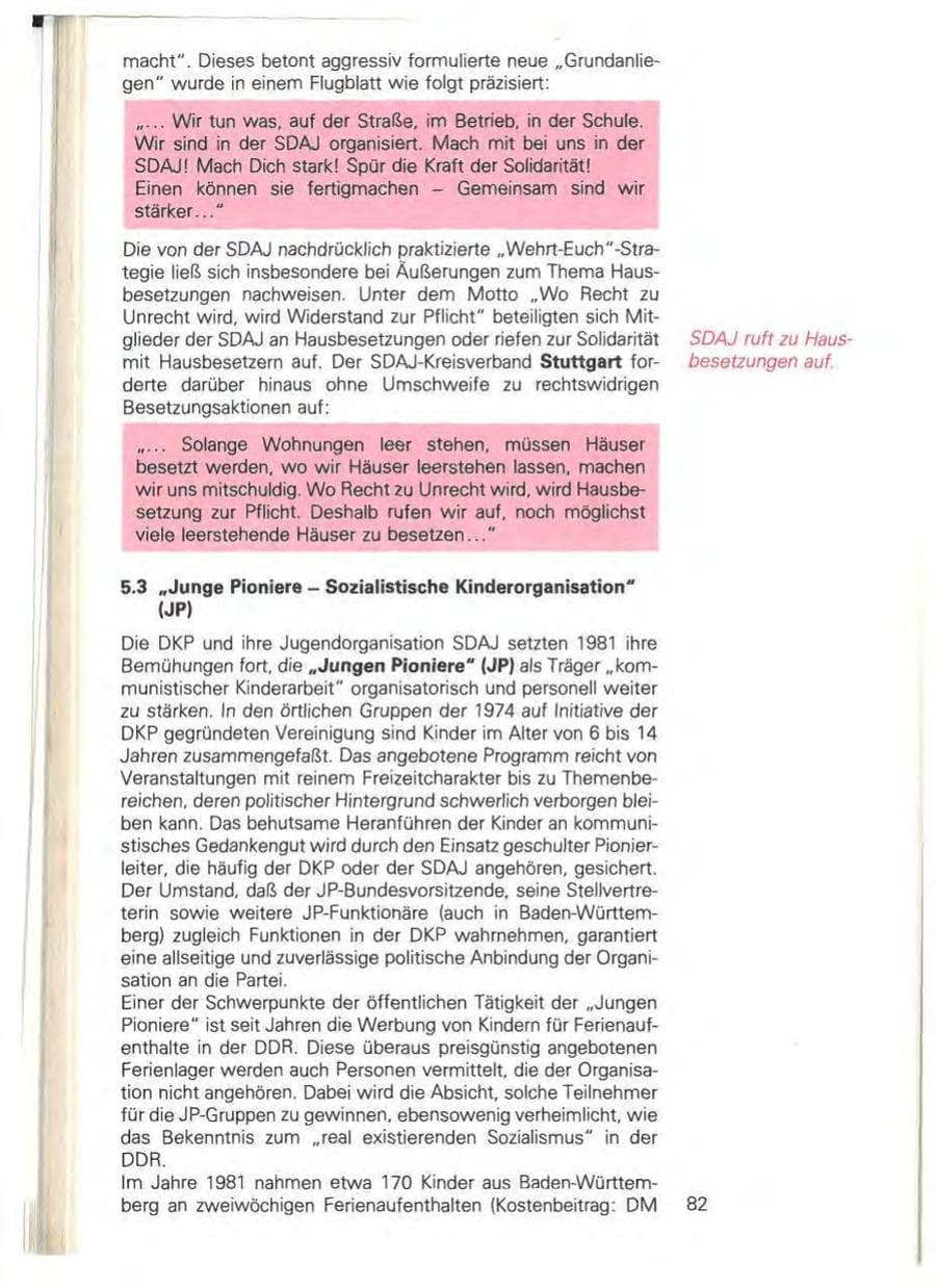 Seite 88 des Verfassungsschutzbericht 1981 Baden-Württemberg