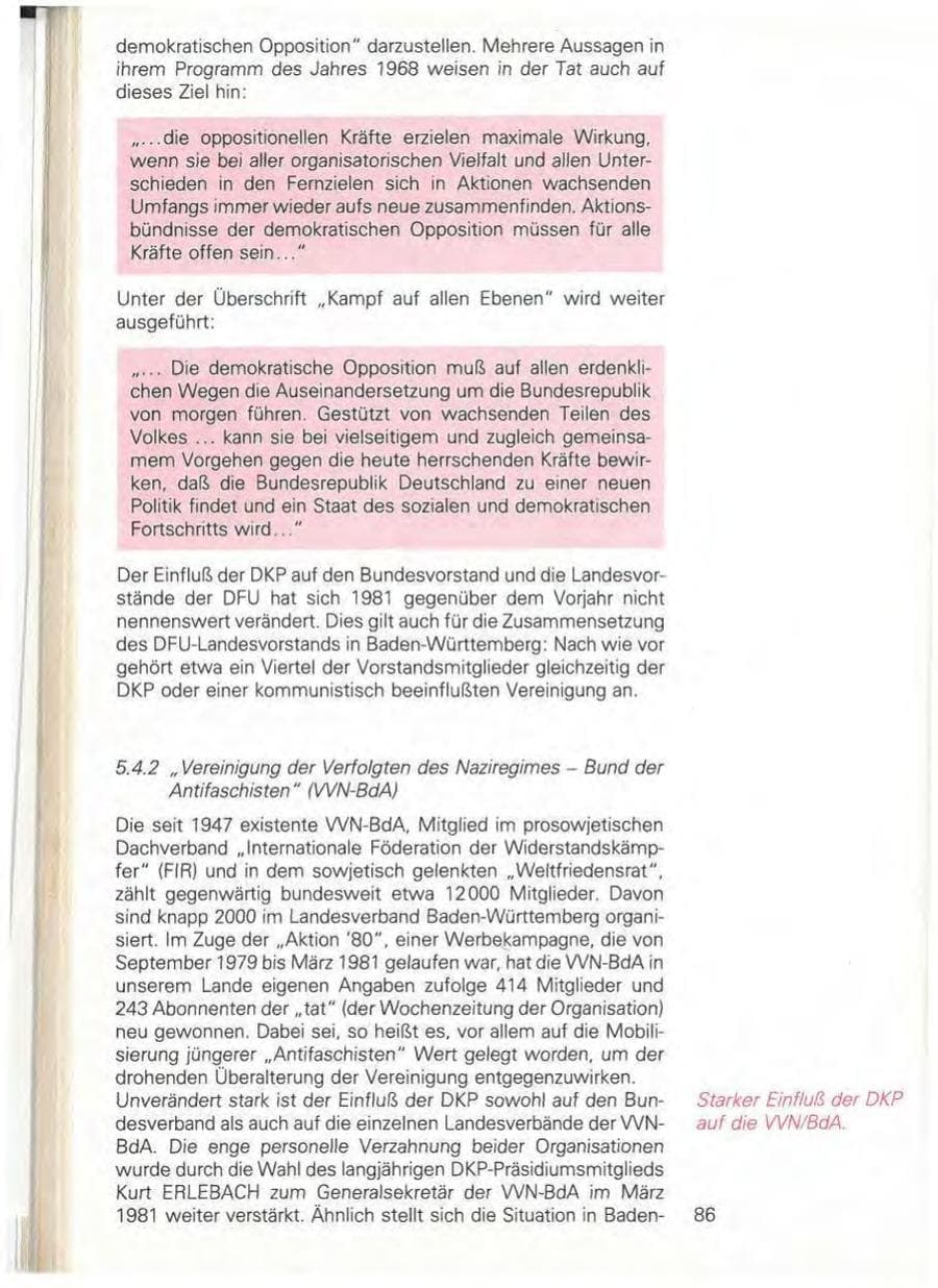 Seite 92 des Verfassungsschutzbericht 1981 Baden-Württemberg