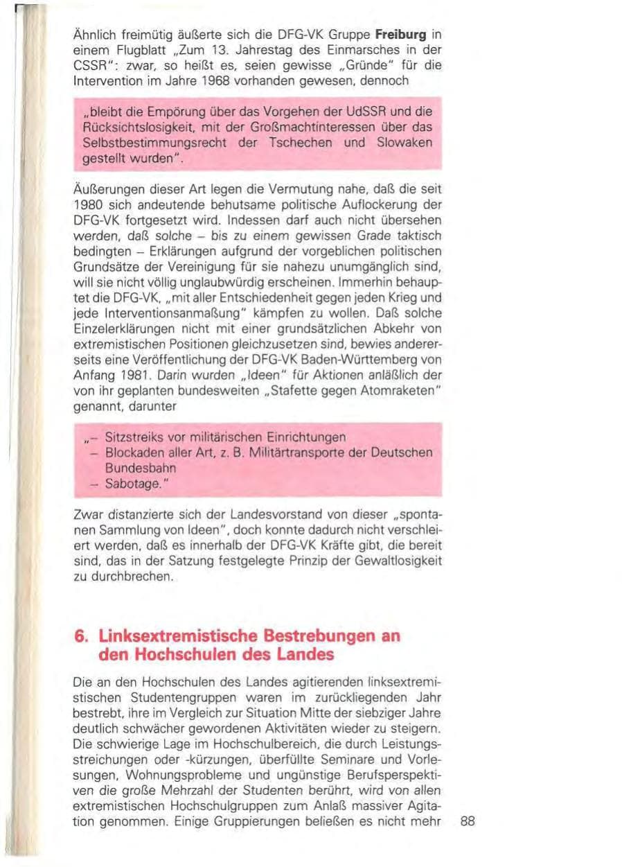 Seite 94 des Verfassungsschutzbericht 1981 Baden-Württemberg