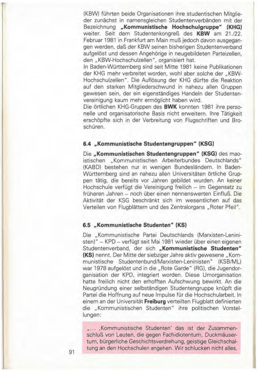 Seite 97 des Verfassungsschutzbericht 1981 Baden-Württemberg