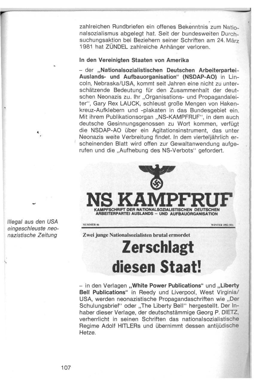 Seite 104 des Verfassungsschutzbericht 1982 Baden-Württemberg