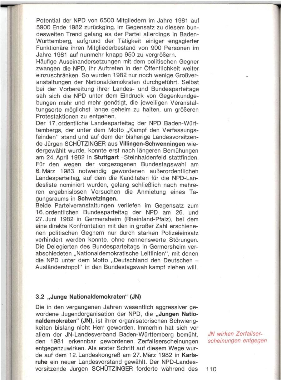 Seite 107 des Verfassungsschutzbericht 1982 Baden-Württemberg