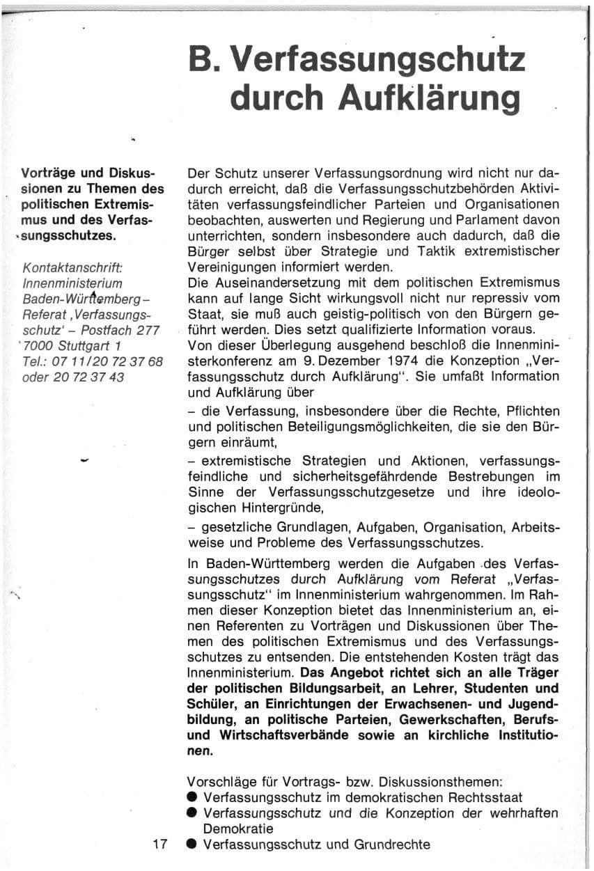 Seite 15 des Verfassungsschutzbericht 1982 Baden-Württemberg