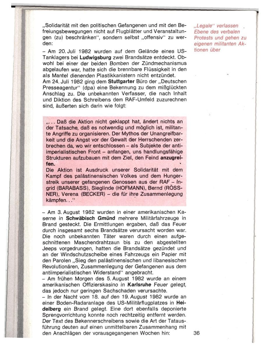 Seite 33 des Verfassungsschutzbericht 1982 Baden-Württemberg