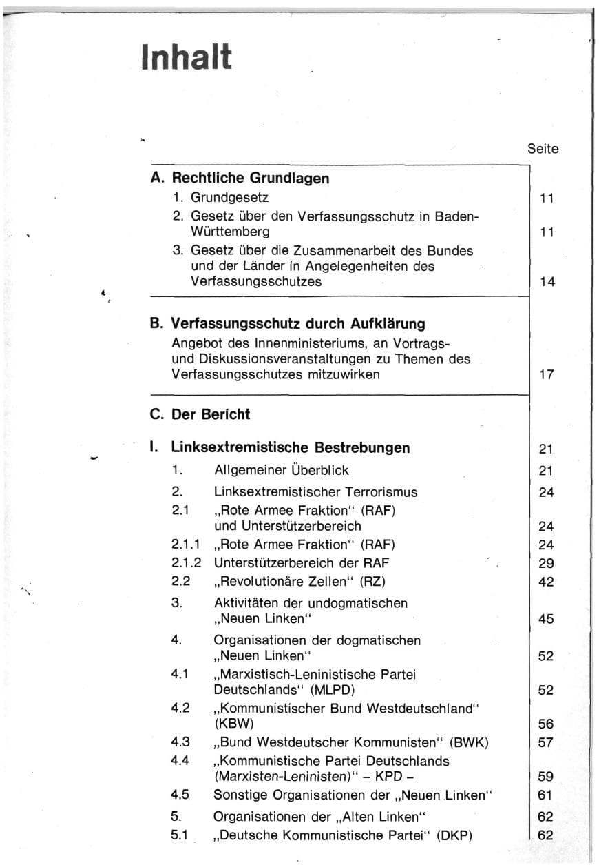 Seite 5 des Verfassungsschutzbericht 1982 Baden-Württemberg
