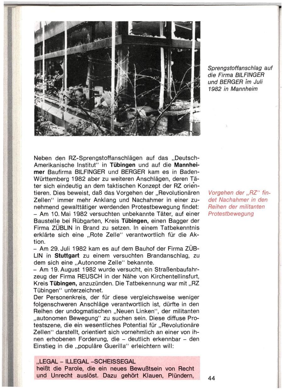 Seite 41 des Verfassungsschutzbericht 1982 Baden-Württemberg